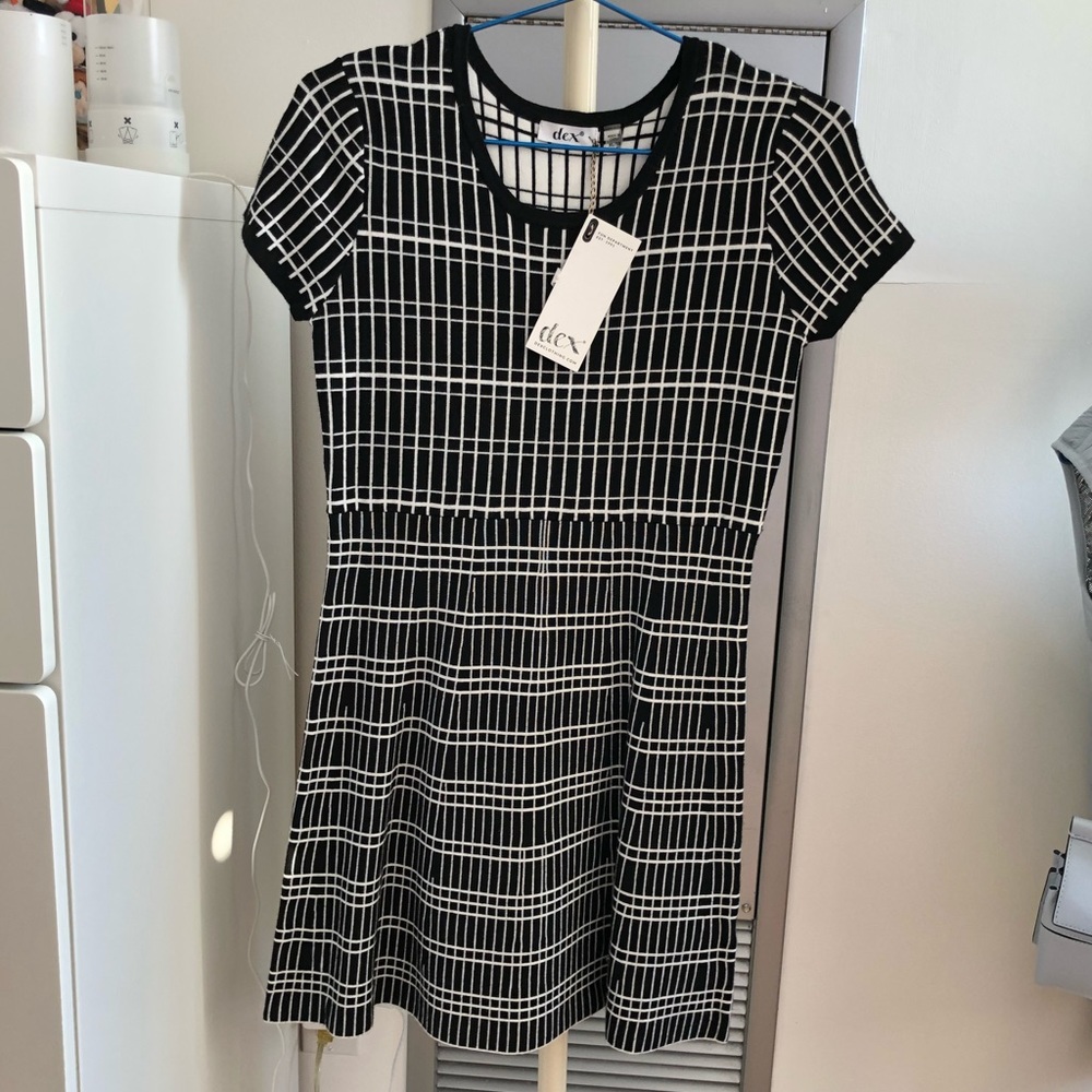 DEX girls short sleeves checked dress